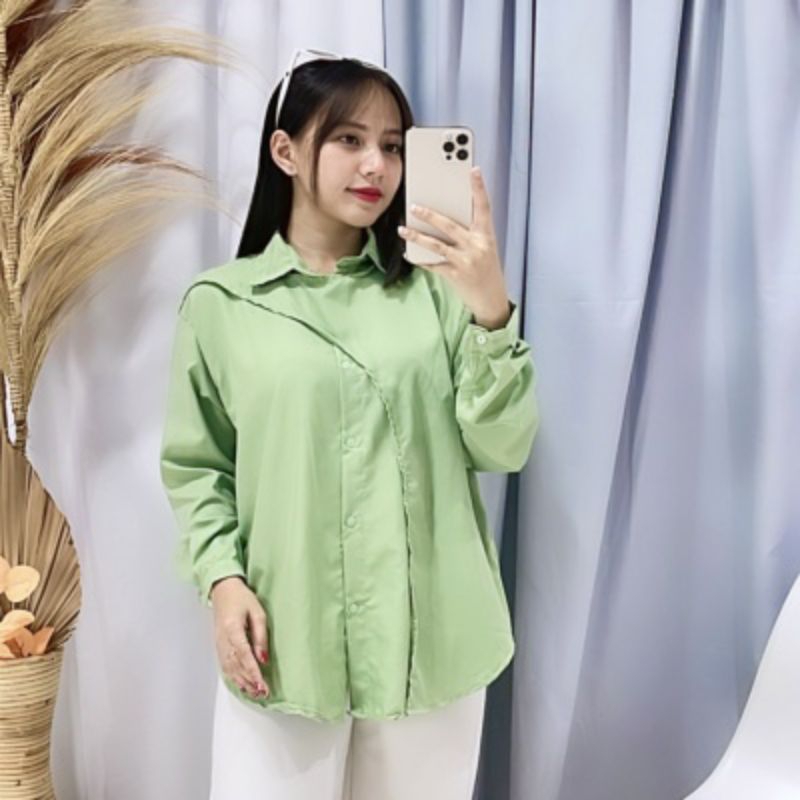 ATASAN WANITA Kemeja hawa shirt kemeja linen polos lengan panjang | ootd hijab