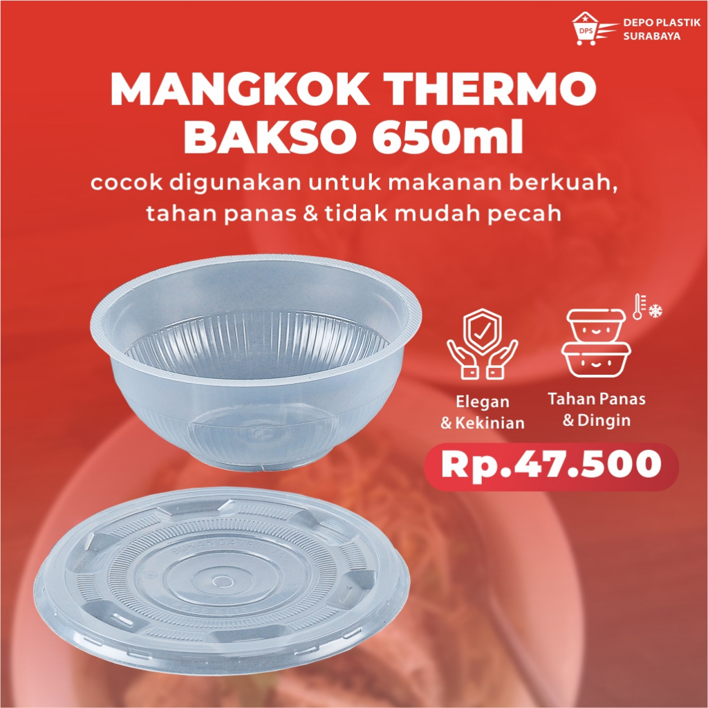 Mangkok Thermo Bakso 650ml / Wadah Bakso / Mangkok Kuah / Mangkok Bakso