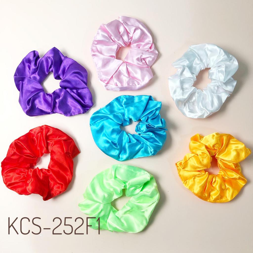 KUNCIR SCRUNCHIE POLOS LED | AKSESORIS KCS-252F1 / KARET RAMBUT /  IKAT RAMBUT / lampu menyala