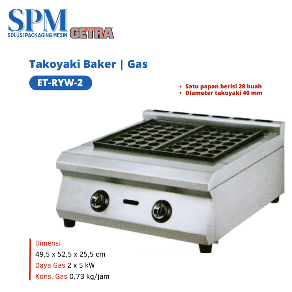 Getra Gas Takoyaki Baker Mesin Cetakan Takoyaki ET-RYW-2 / ET RYW 2 / ETRYW2