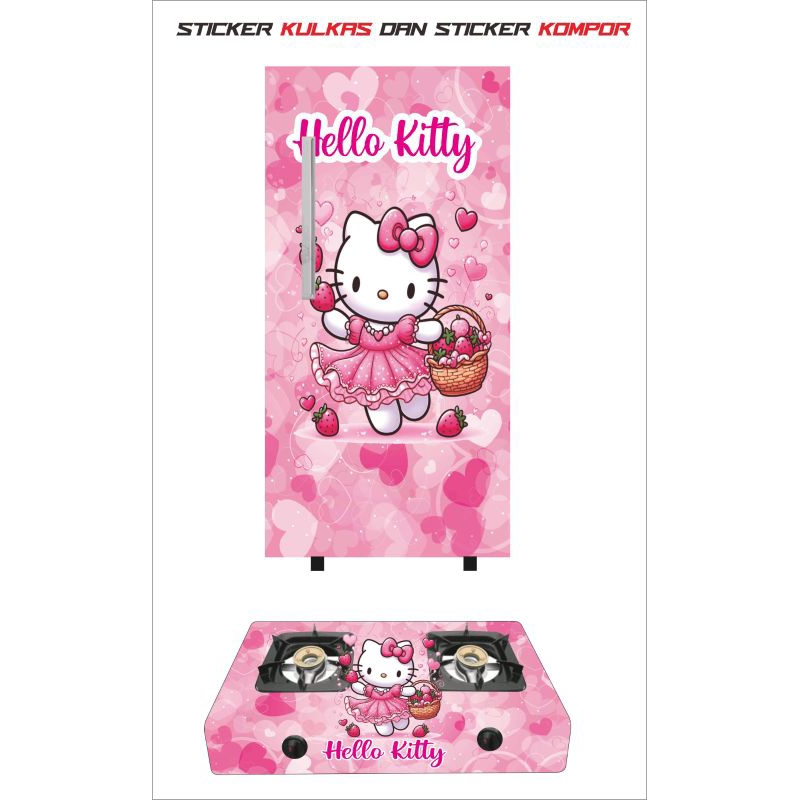 wallpaper stiker kulkas 1 pintu dan kompor 2 tungku