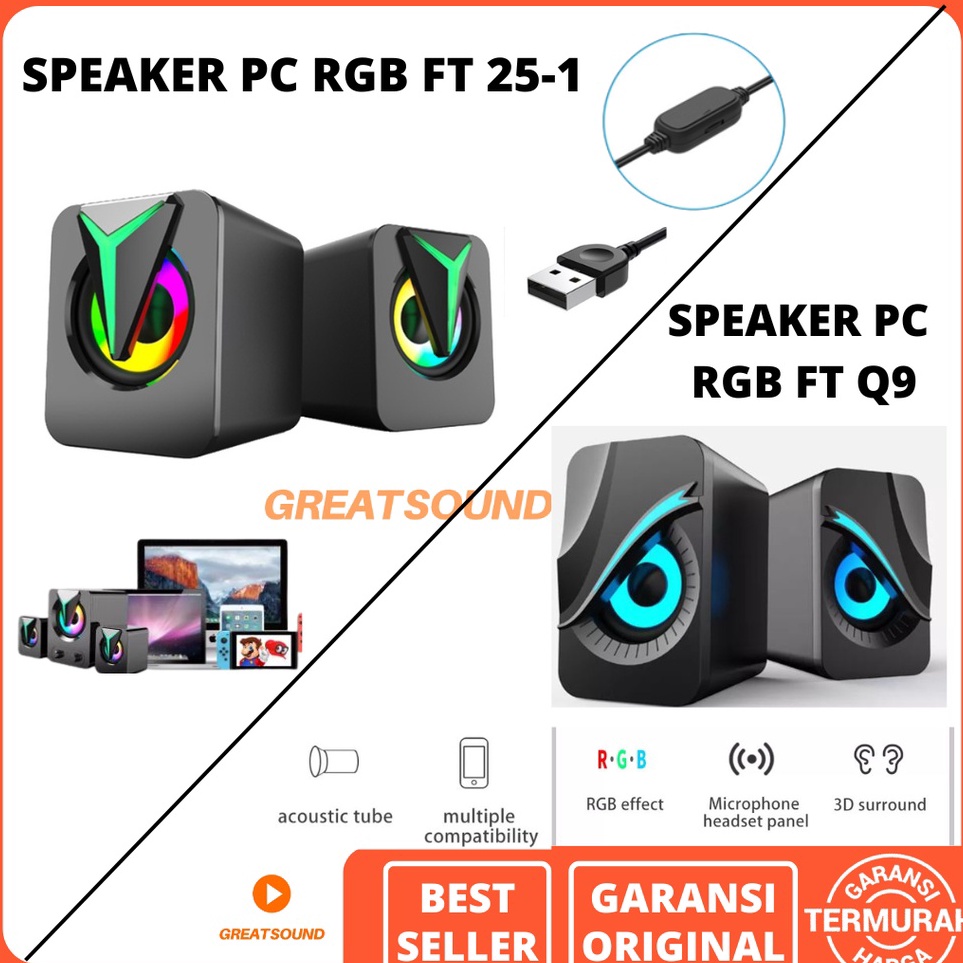 KODE F45C Speaker Komputer Gaming RGB Speaker PC EYE FTQ9 Speaker RGB FT251 Speaker Gaming PC Speake