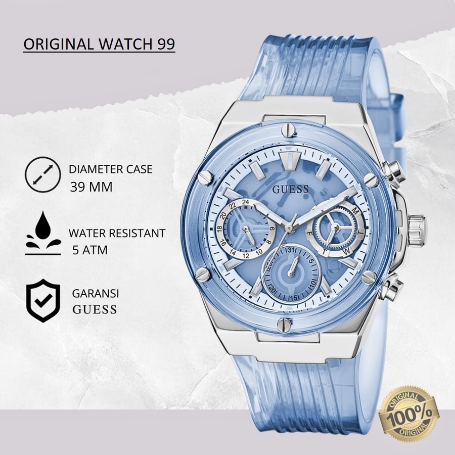 100% ORIGINAL Jam Tangan Wanita Guess GW0409L1 Jam Tangan Original - Stainless Steel & Tali Rubber