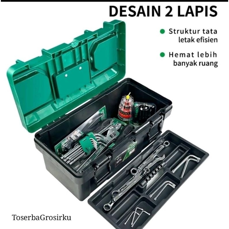 Tool box besar plastik 14 inch toolbox kotak perkakas besi tahan karat/kotak tempat alat bengkel/box