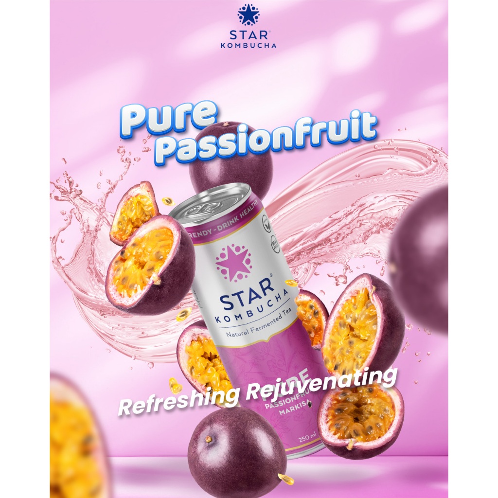 

STAR Kombucha Scoby Minuman Teh Sehat Probiotik Sari Buah Asli Pure Passionfruit 250ml