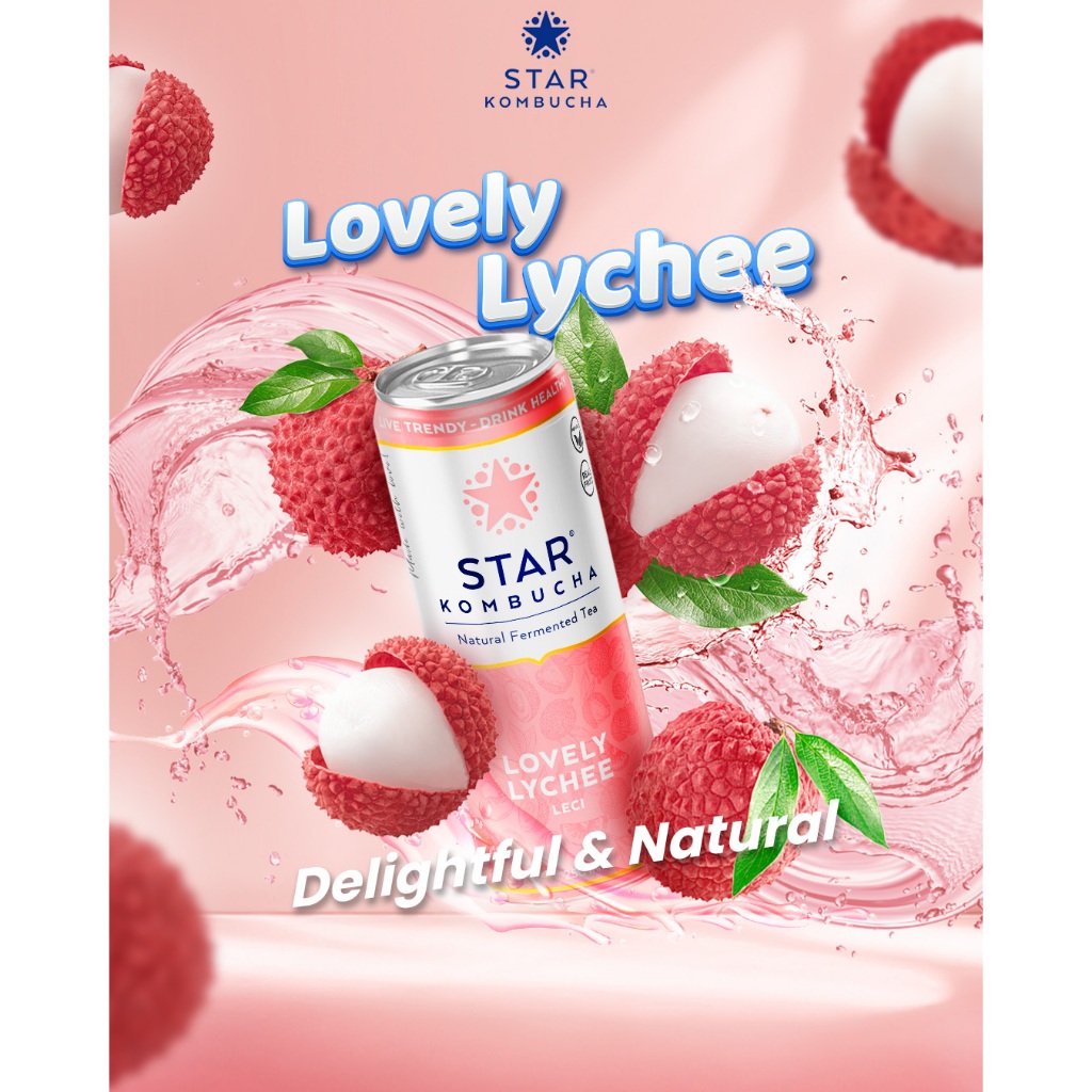 

STAR Kombucha Scoby Minuman Teh Sehat Probiotik Sari Buah Asli Lovely Lychee 250ml