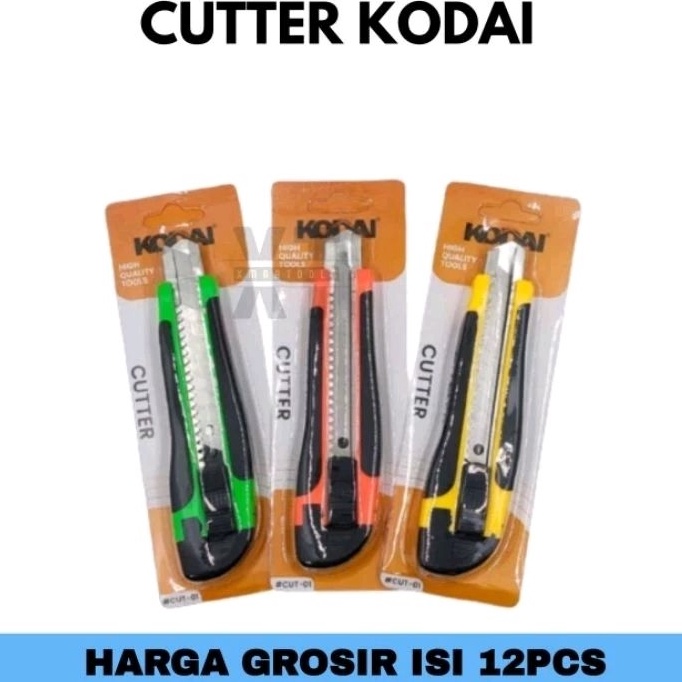 

GROSIR 1BOX 12PCS CUTTER besar gagang karet auto lock Pisau cutter KODAI f J4O5