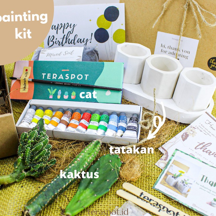 

Painting kit Planting Kit Kaktus Sukulen DIY Mewarnai Pot untuk Hampers Hadiah Souvenir kado c B5N3