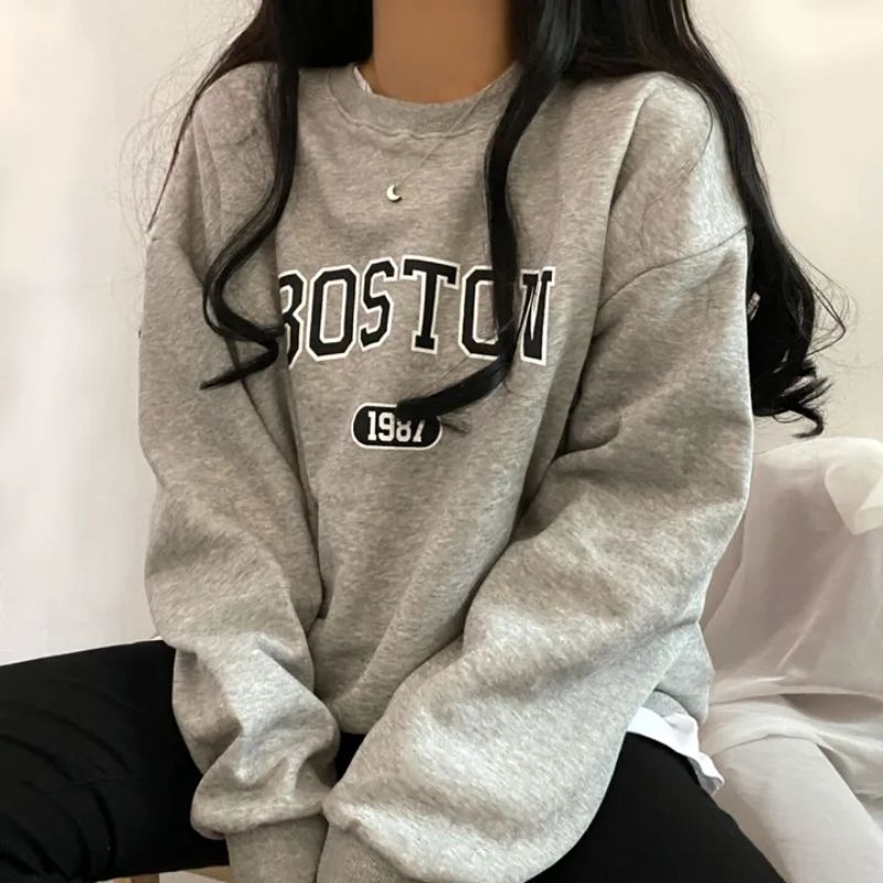 Jaketin Aja Sweater Korean Big Size ( S - 6XL ) Crewneck BOSTON Oversize Street Wear M L XL XXL 3XL 
