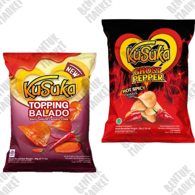 

KUSUKA Keripik Singkong Toping Balado 60gr / KUSUKA Keripik Singkong Ghost Pepper 50gr / Keripik Singkong / Cemilan Instan