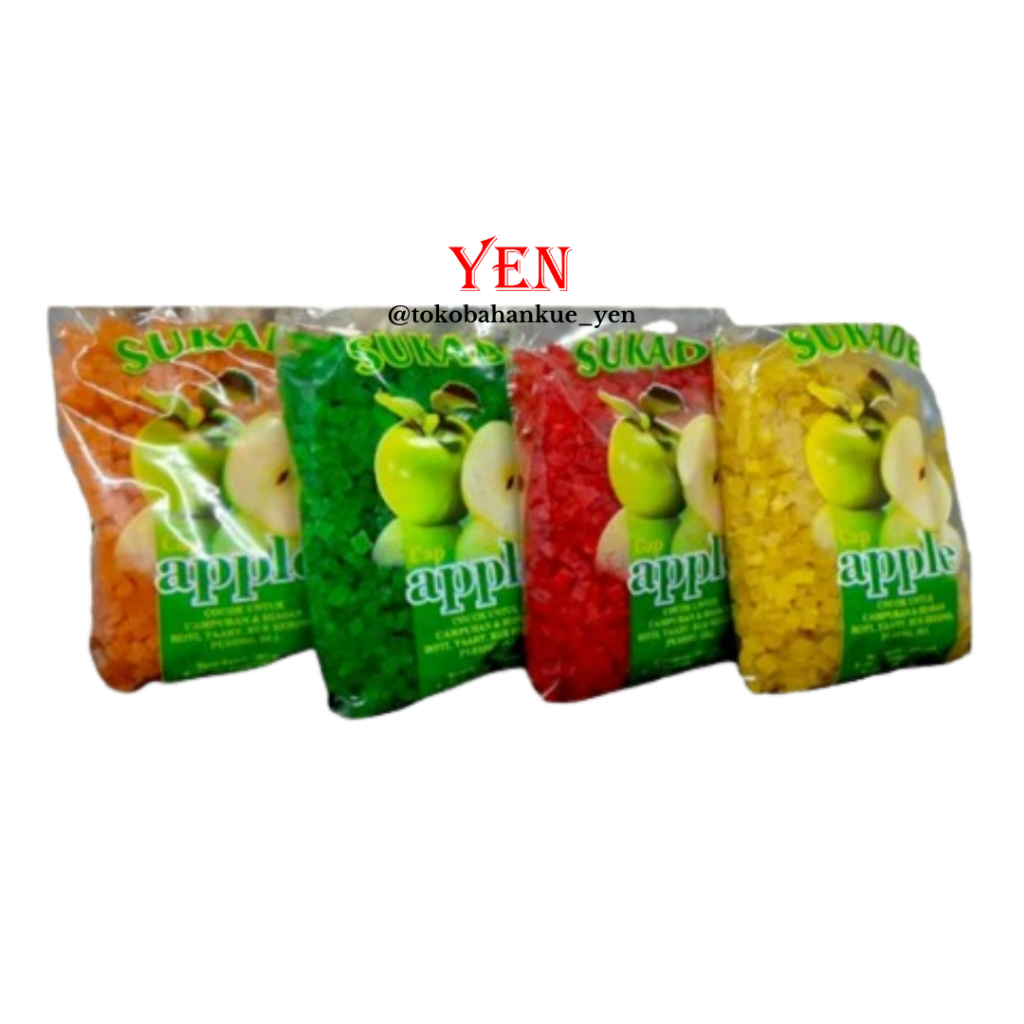 

Cap Apple Sukade / Buah Kering Warna - Warni / Sukade Mix Premium Quality [100gr]