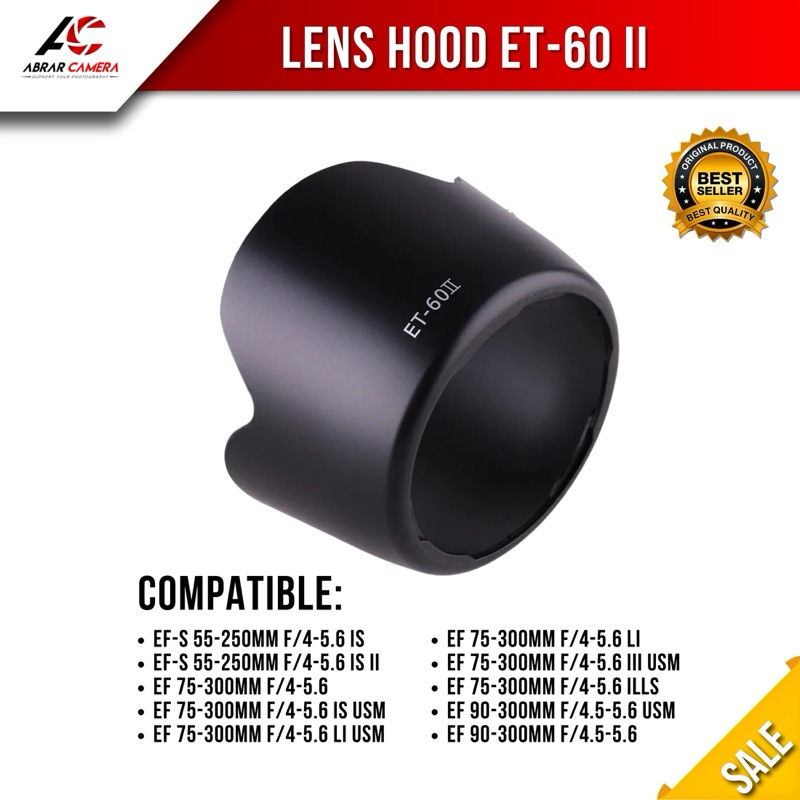 Lens Hood Lenshood ET-60 II Untuk Canon 55-250mm IS I-II & 75-300mm III USM ET60ii
