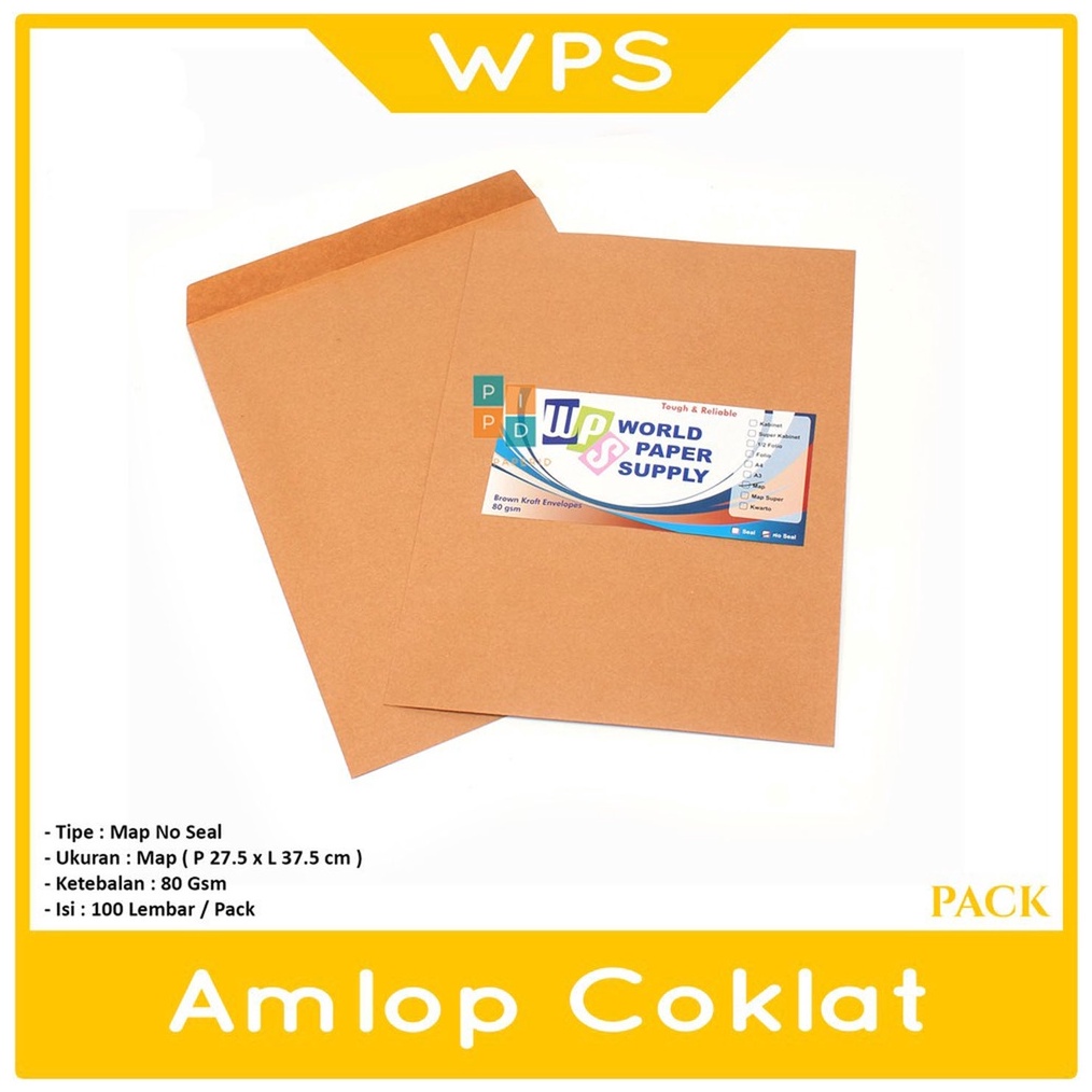 

WPS Amplop Coklat Ukuran Map 275 x 375 cm No Seal Pack k B3L9