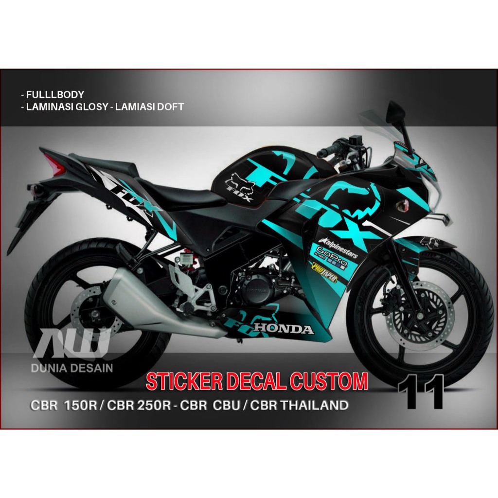 Sticker Decal CBR CBU 09-16, CBR Thailand, CBR 150 R Cbu, CBR 250R CBU fullbody