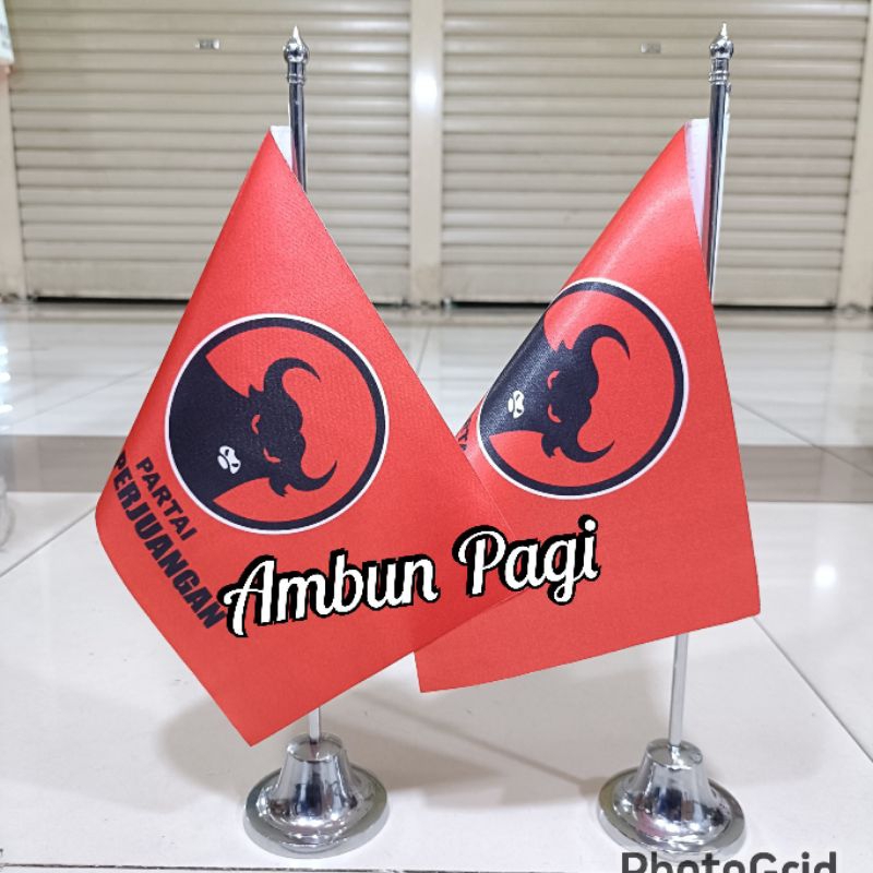 

best seller tiang stenlis meja+bendera partai PDIP