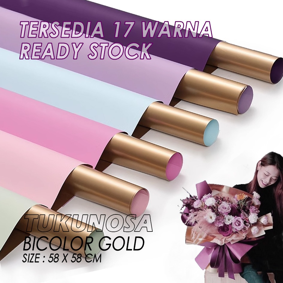 

FLOWER WRAPPING PAPER BICOLOR GOLD - KERTAS BUKET BUNGA CELLOPHANE PAPER BOUQUET KERTAS BUCKET