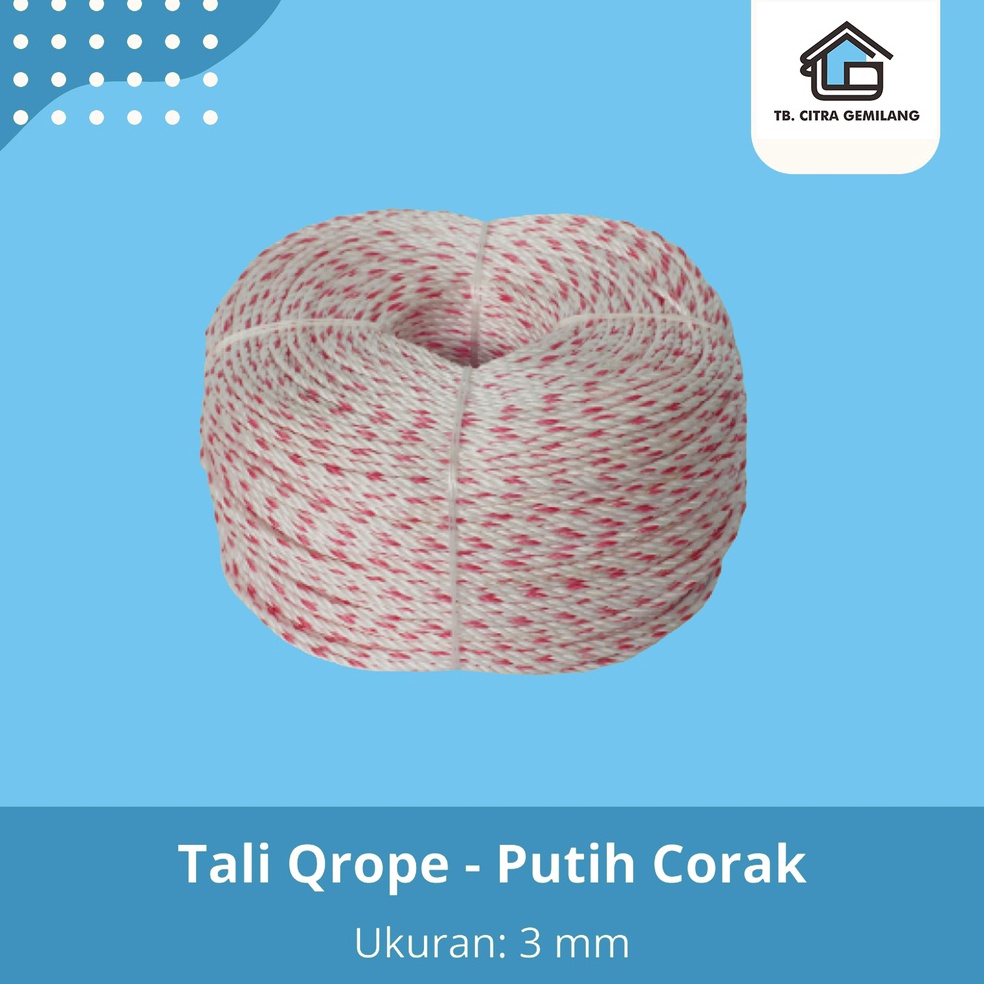 

TALI TAMPAR PLASTIK 3 MM ASLI QROPE PUTIH CORAK ROLL s VL4