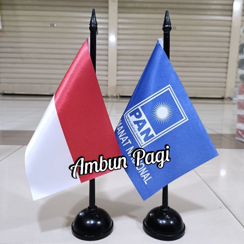 

best seller tiang kayu meja+bendera partai PAN+bendera Merah Putih