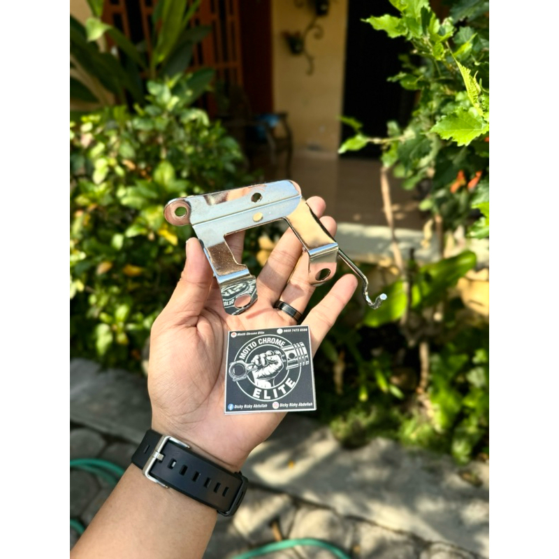 BREKET TAHANAN EMISI HAWA EMISI GAS BUANG TIREV MP PRIMUS CROME ORIGINAL