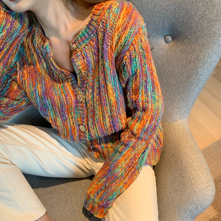 KODE M42P CARDIGAN PELANGI CARDIGAN RAINBOW KOREAN OUTFIT CARDIGAN KOREA BAHAN RAJUT PREMIUM