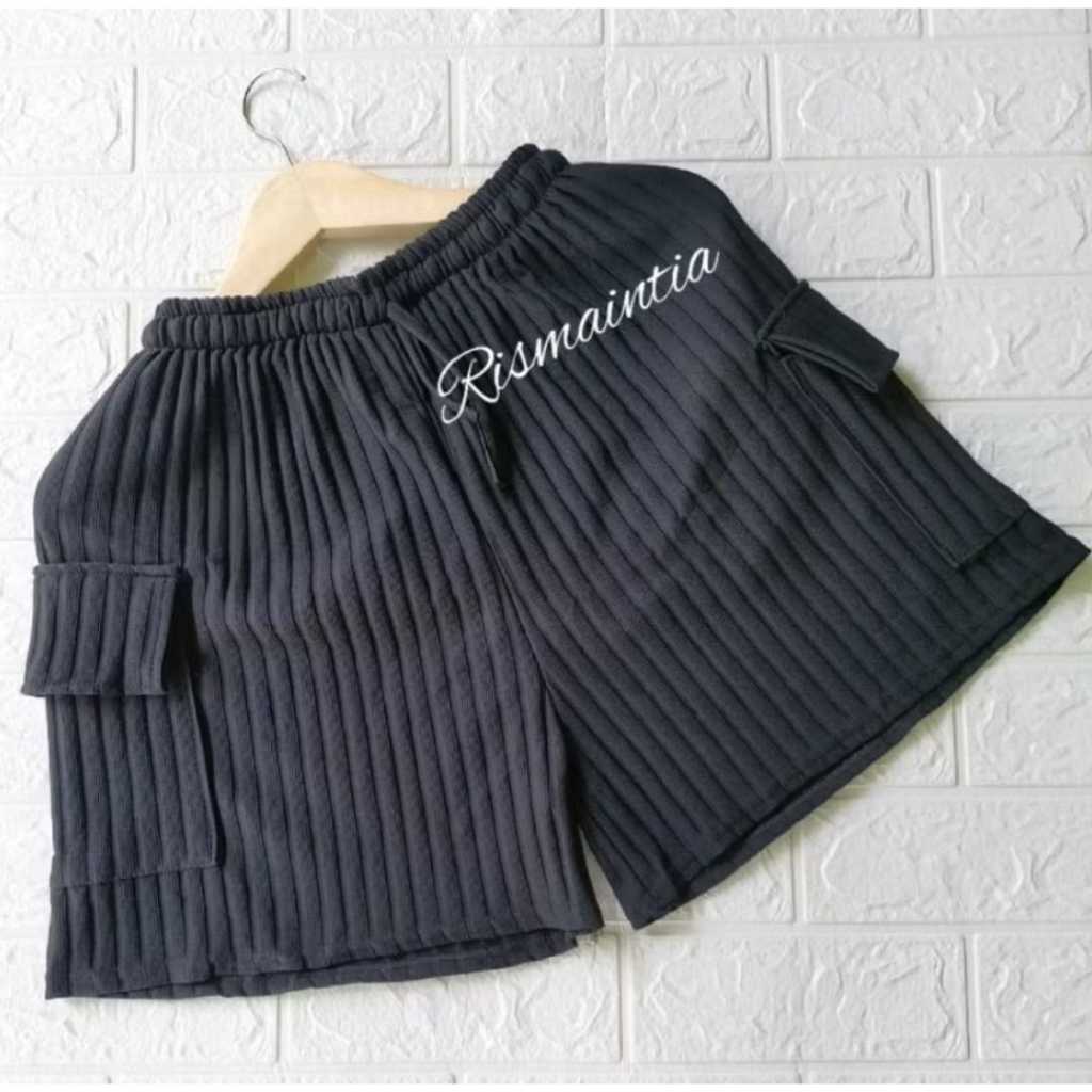 HOTPANTS KNIT CARGO CELANA PENDEK CEWEK HOTPANT CARGO KNIT HORNET