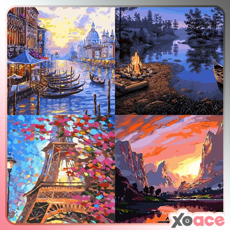 

Canvas Paint By Number Kit Digital Oil Painting DIY Lukisan 4 x 5 Seri A l J5F6