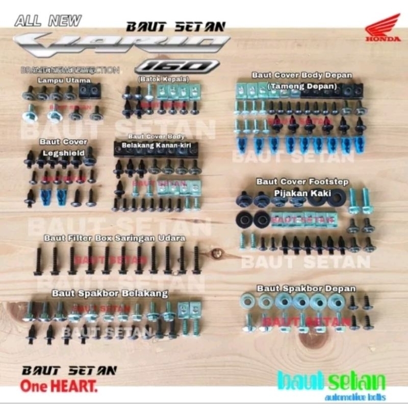 Baut full body Honda All New Vario 160 Original / Baut fullset Honda Vario 160