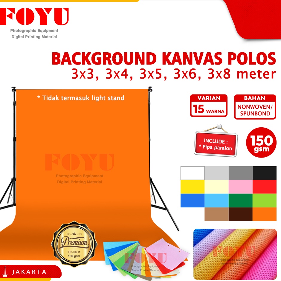 

Background Backdrop Foto Photo Self Studio Photobooth Live Kanvas Nonwoven Spunbond Polos Tebal 3x3 3x4 3x5 3x6 3x8 meter i F4K5