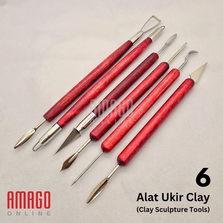 

6 buah Alat Ukir clay Gagang Kayu Clay Sculpting and Pottery Tools t V3U5