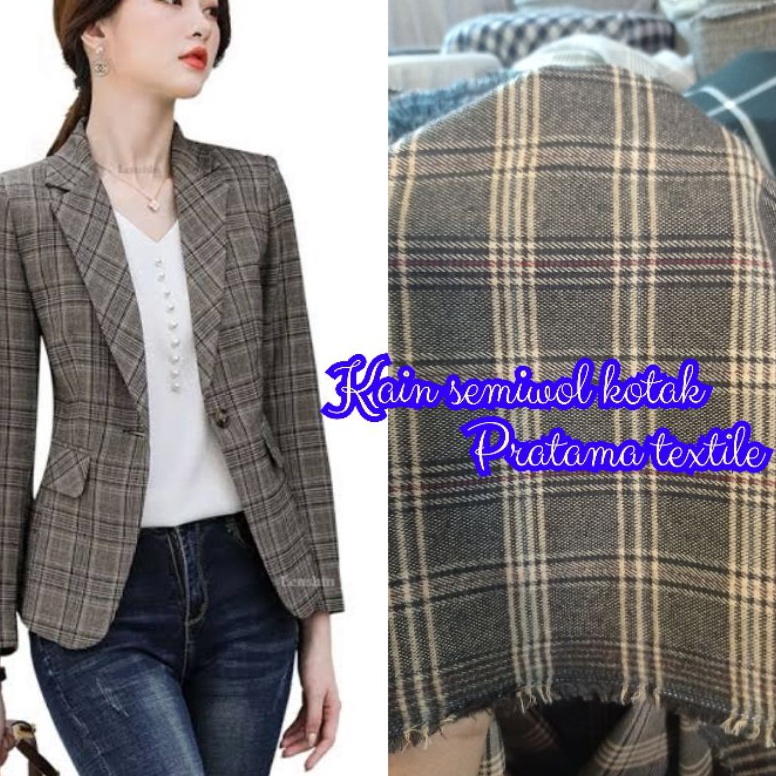 KODE N45U Kain blazer motifBahan kain blazer semiwool import motif terbaru