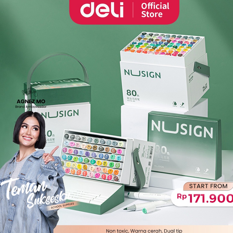 

KODE F63E Nusign Sketch Marker Spidol Sketsa Dual Tip 4 6 8 Warna Non Toxic NS736