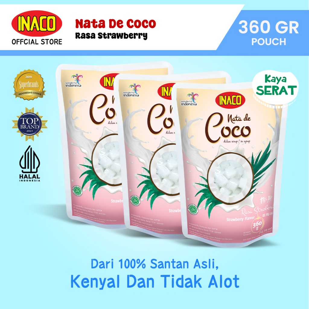 

INACO Nata De Coco Strawberry Pouch 360gr - Triplepack