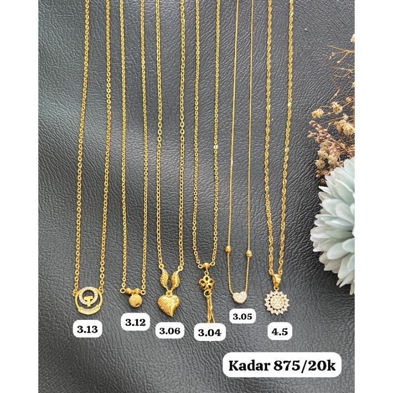 Set Kalung Liontin Bulat Bola Love Bunga Markis Elegant Emas Asli