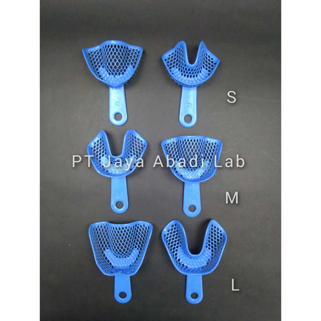 sendok cetak plastik bersudut plastic impression tray alginat alginate elastomer gigi ukuran S M L