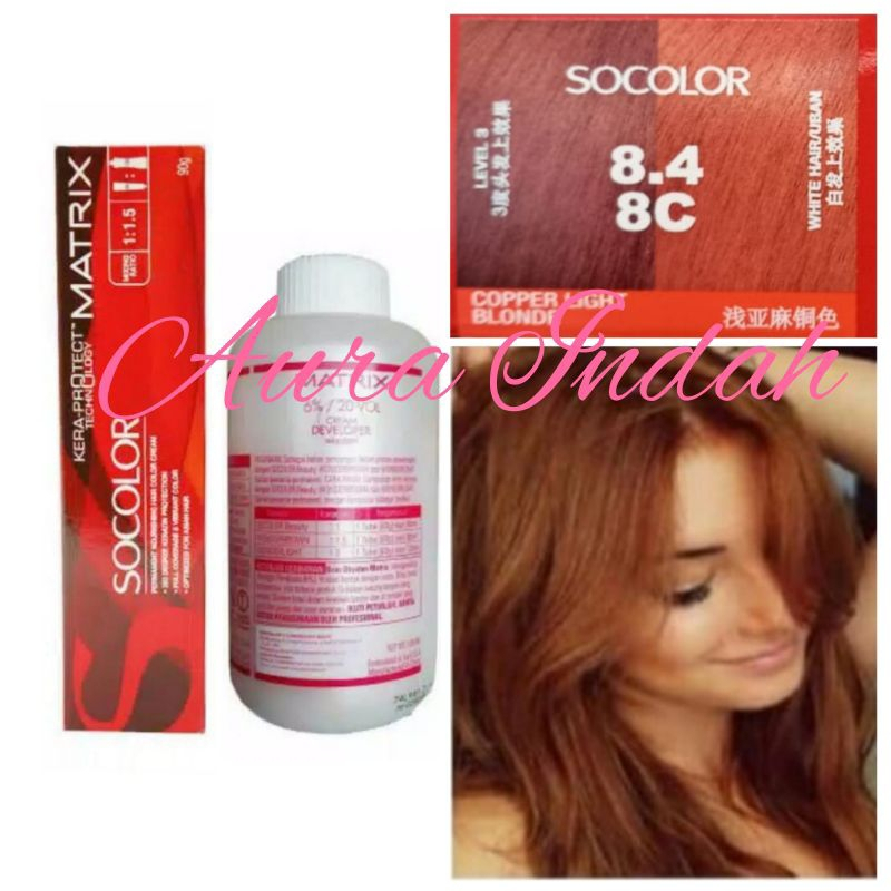 MATRIX SOCOLOR NO. 8.4 / 8C COPPER LIGHT BLONDE DAN OXYDANT 135ML