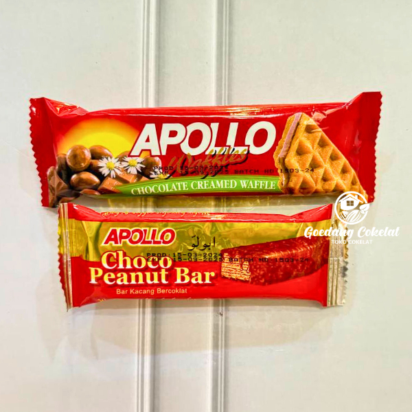 

APOLLO Chocolate Creamed Waffles Chocolate Peanut Bar Cokleat Waffle Kemasan Satuan 17g / 18g