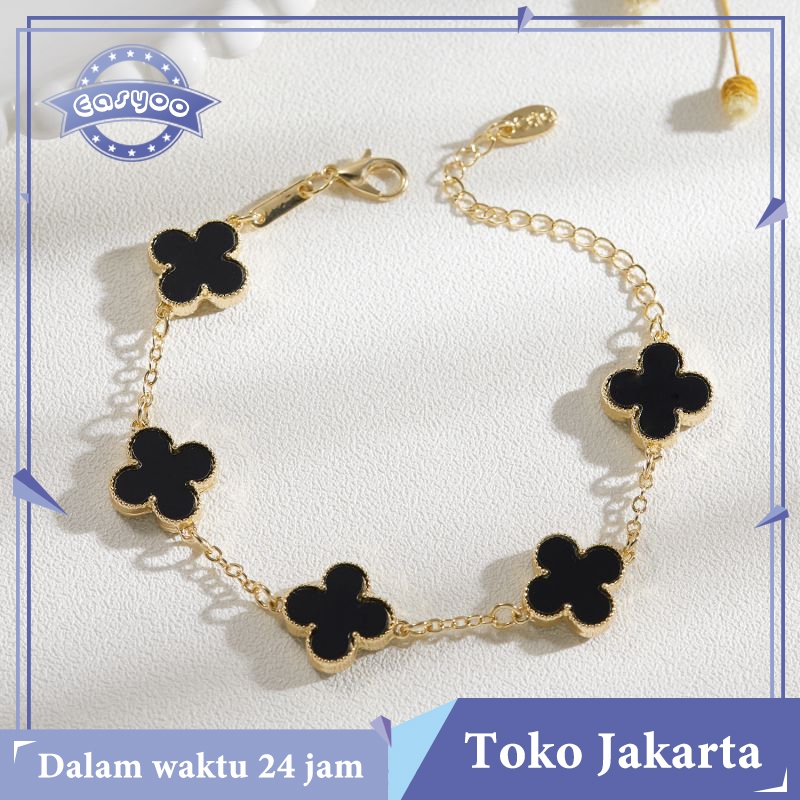 Gelang Titanium Clover / Gelang Clover Kecil Titanium / Gelang Titanium Terbaru / Gelang Clover Tita