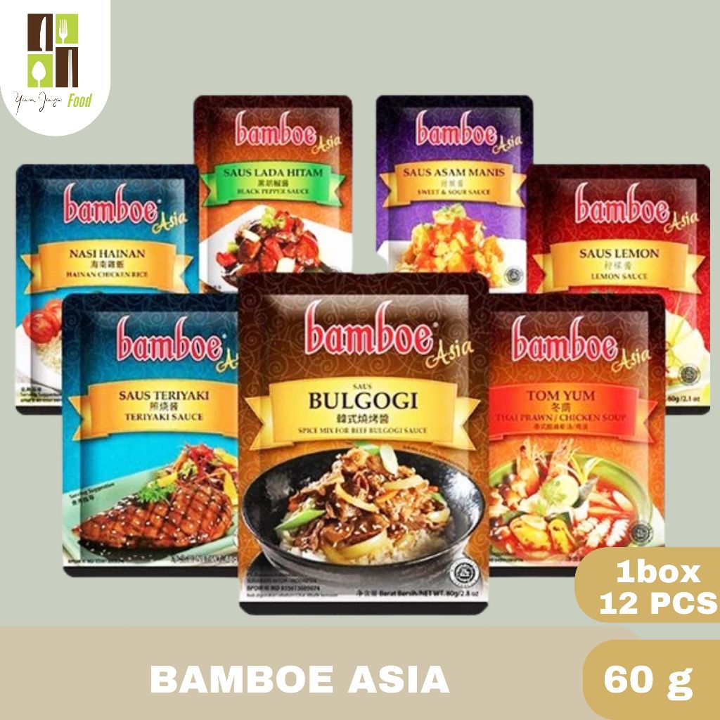 

Bamboe Asia Tom Yum Instant /Bulgogi/Asam Manis/Lada Hitam/Saus Lemon/Teriyaki BOX/12PCS