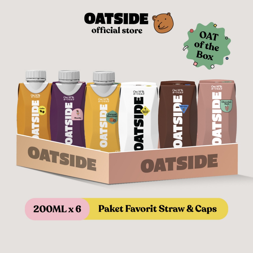 

(Paket Favorit) OATSIDE Mini 200ml All Variants Straw & Caps (6 pcs) | Susu Oat Semua Varian