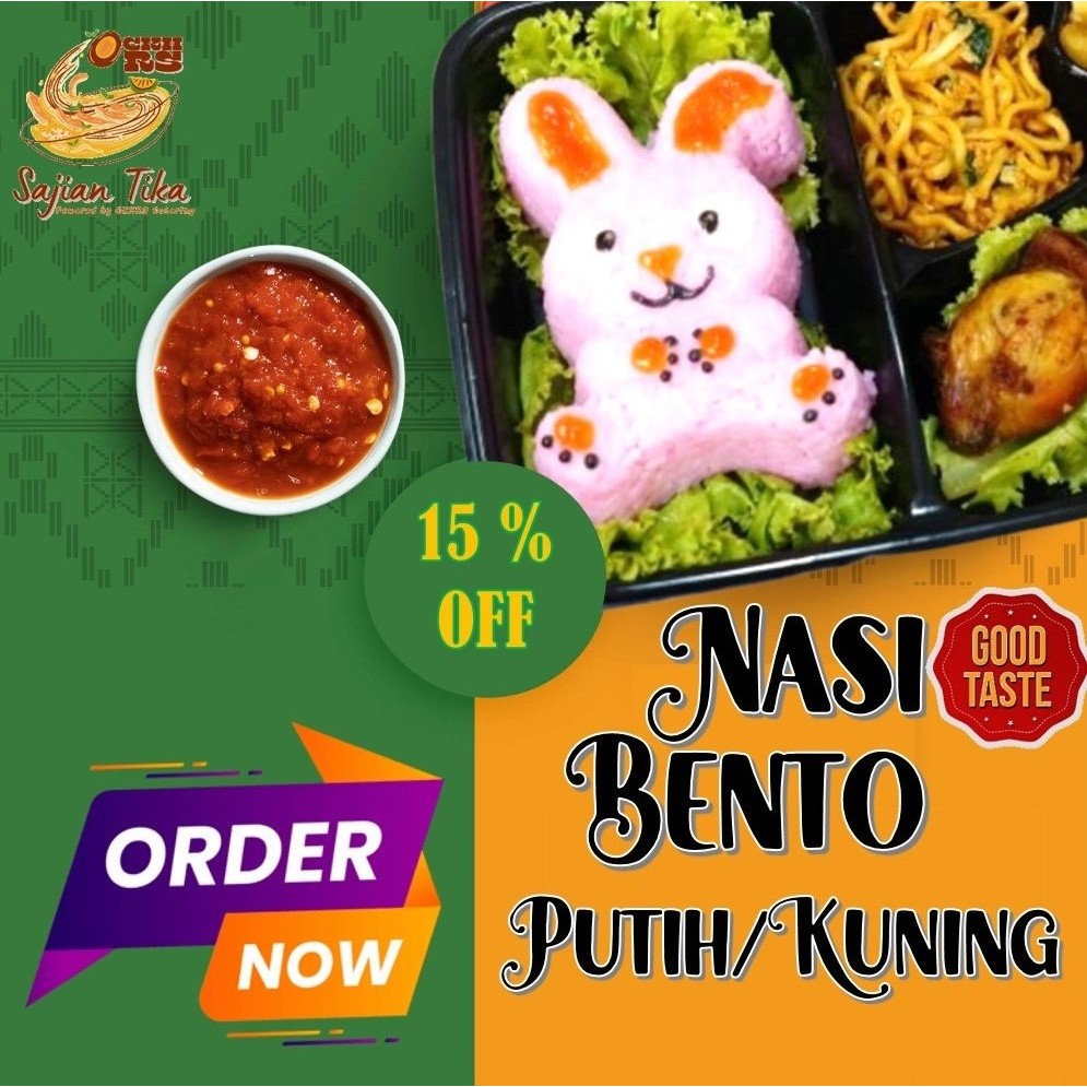 

nasi bento putih / nasi kuning bento murah / nasi bento syukuran enak