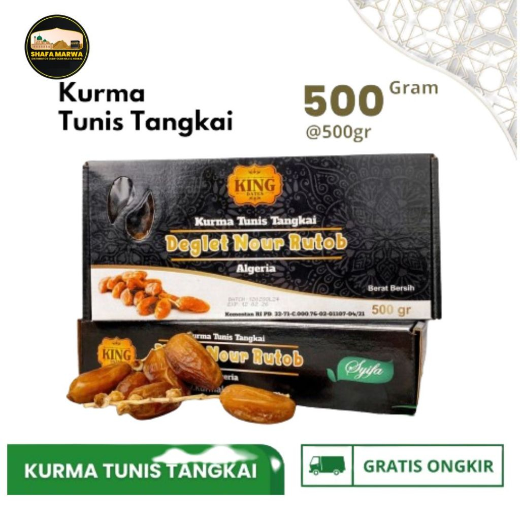 

Kurma Tunis Tangkai(Deglet Nour Rutob) Algeria 500 gram