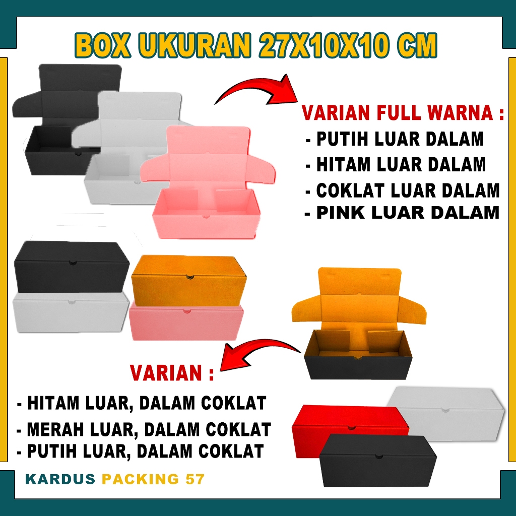 

(PAKET 10 PCS) Box 27x10x10 cm / Lipat Depan/ Kotak Box/Karton Polos/Box Tumbler