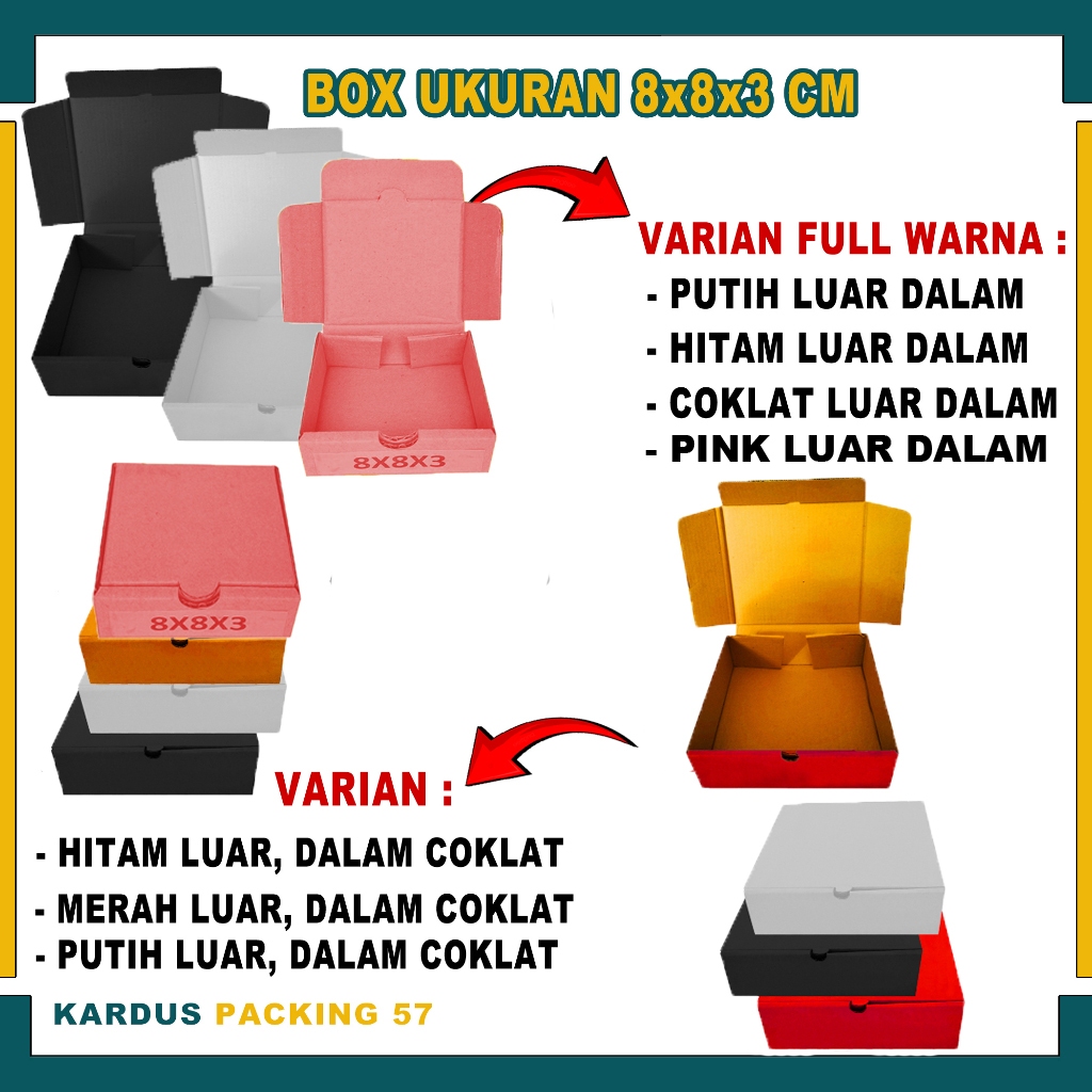 

Box 8X8X3 Cm / Lipat Depan/ Box Accesories / Box Mini / Kardus Polos