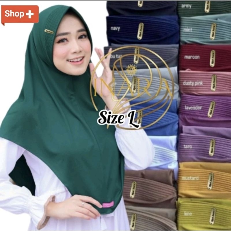 Hijab Instan Bergo Hamidah size L Label Akrilik Gold Jilbab instan Premium