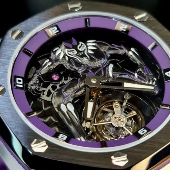 Jam tangan Swiss AP Black Panther Flying Tourbillon Automatic fullset