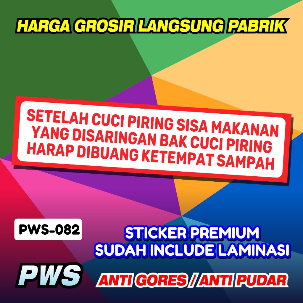 

Stiker 10x40 Setelah Cuci Piring Sisa Makanan Harap Dibuang Ketempat Sampah/Stiker Peringatan/Stiker Safety SIgn
