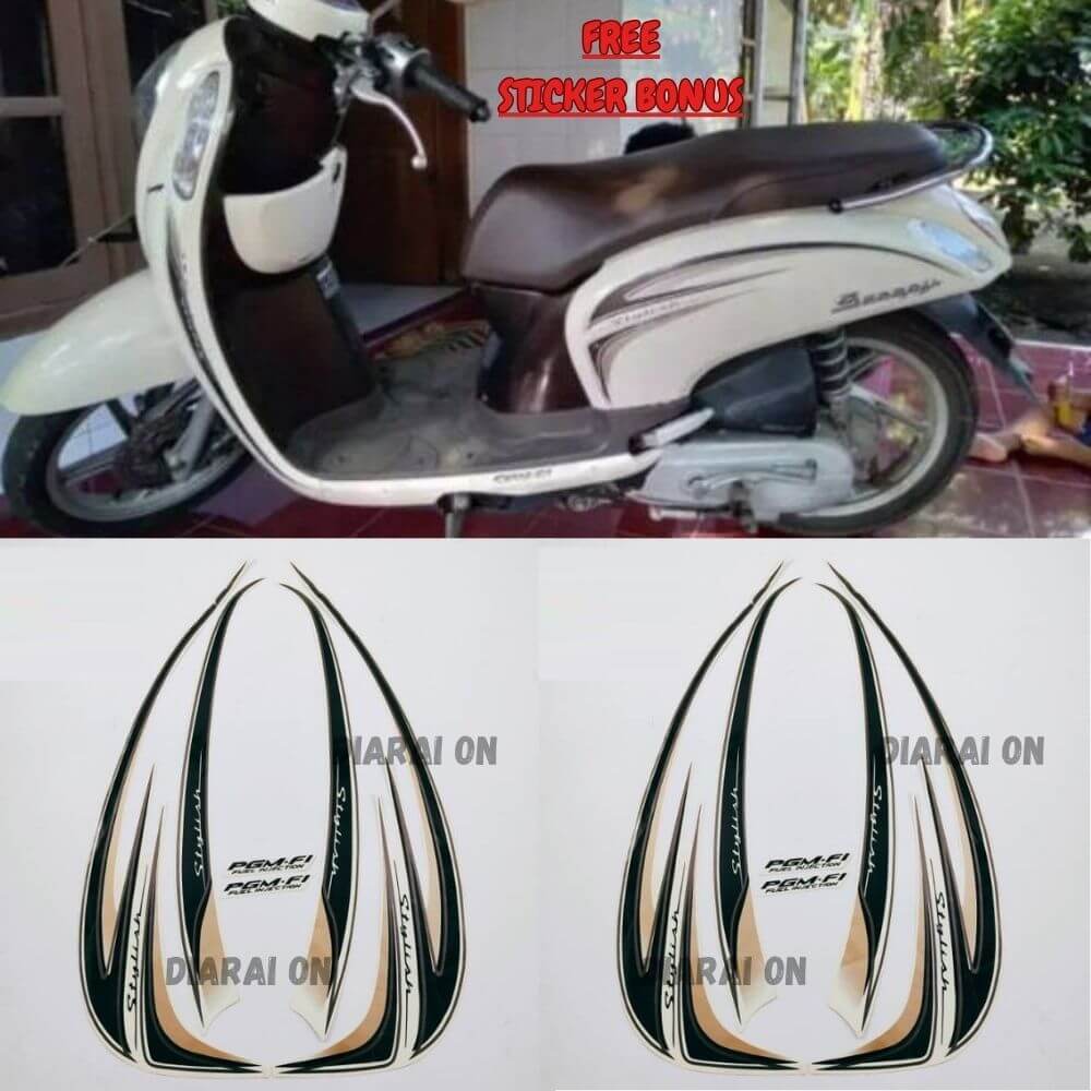 Striping Stiker Honda Scoopy Stylish 2014 2015 - Scoopy 2014 Cream Putih Murah