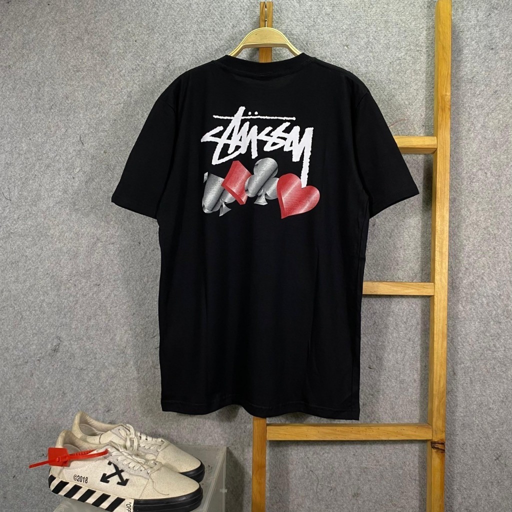 KAOS TSHIRT STUSSY PLAYING CARD ICON BLACK