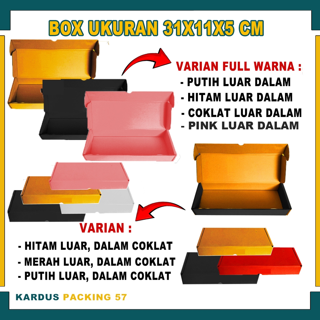 

(PAKET 10 PCS) Box 31x11x5 cm Lipat Samping (Brownis ) Kardus/Karton Polos/Hampers/Box Gift