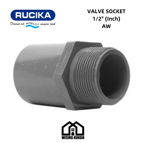 RUCIKA SOK DRAT LUAR / VALVE SOCKET PVC 1/2" (Inch) AW